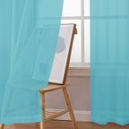 Chyhomenyc Aqua Sheer Curtains 72 Inch Length 2 Panels, Light Filtering Soft - Image 6