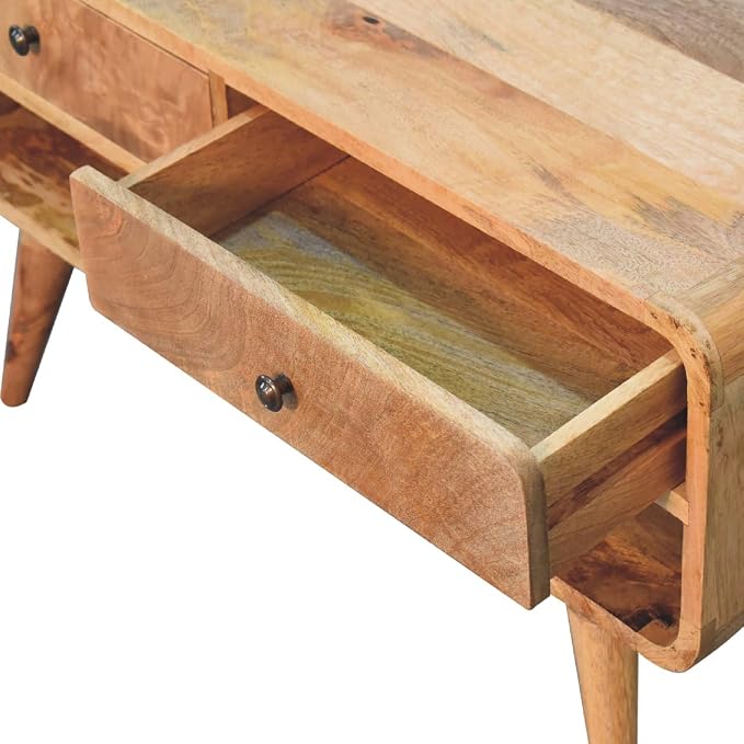 Reverse Curve Oak ish Media Unit - Image 6