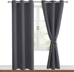 Grommet Blackout Curtains for Bedroom 42 x 84 Inches Long Dark Grey | Thermal by Hiasan
