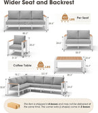 Aluminum Outdoor Patio Furniture Set 8 Seats, Outdoor Sectional Corner Sofa - Image 8