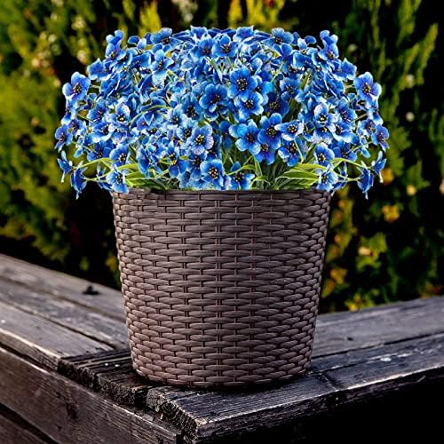Outdoor Artificial Fake Flowers,24 Bundles UV Resistant Faux Outdoor Plastic Flower Plants for Outside Indoor Decorations(Blue) - Image 6