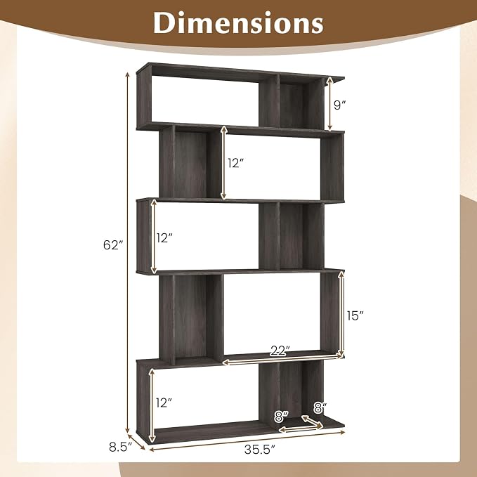 Giantex 5-Tier Bookshelves Set of 2, 10-Cube Geometric Bookcase - Image 3