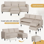 JAMFLY Couches for Living Room, 3-Seat Reversible Sectional Sofa - Image 5