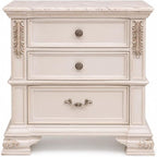 First of a Kind Traditional Wood Bedside Table Santa Monica Collection White - Image 2