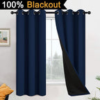 Yakamok Navy Blue 100% Blackout Curtains 63 Inches Long 42" Wide, 2 Panels | - Image 2