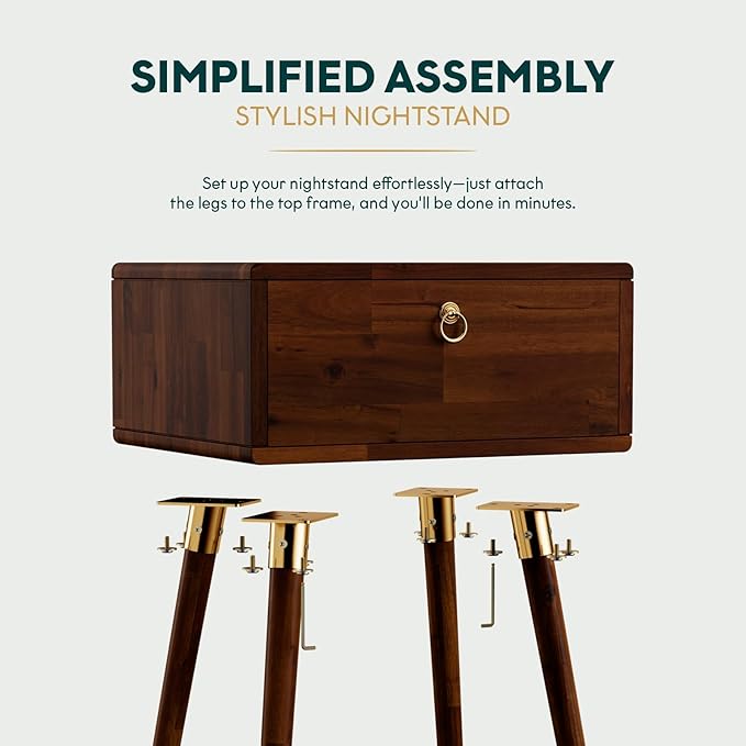 Bme Alden Solid Wood Nightstand/Side Table/End Table, Fully Assembled, - Image 6
