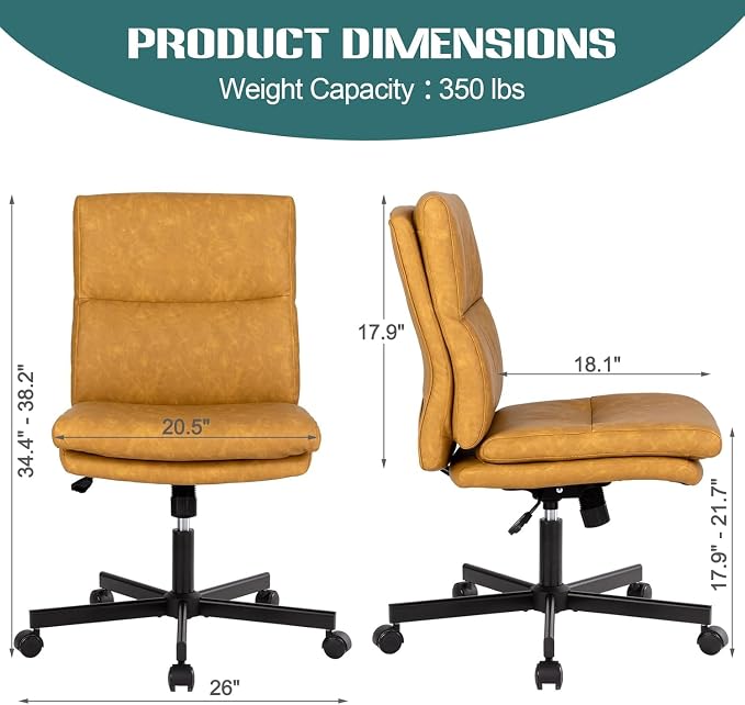 LUCKWIND Armless Office Desk Chair - Image 2