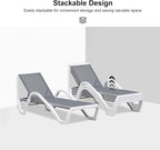 PURPLE LEAF Patio Chaise Lounge Chair Outdoor Plastic Textilene Sun Bathing - Image 5