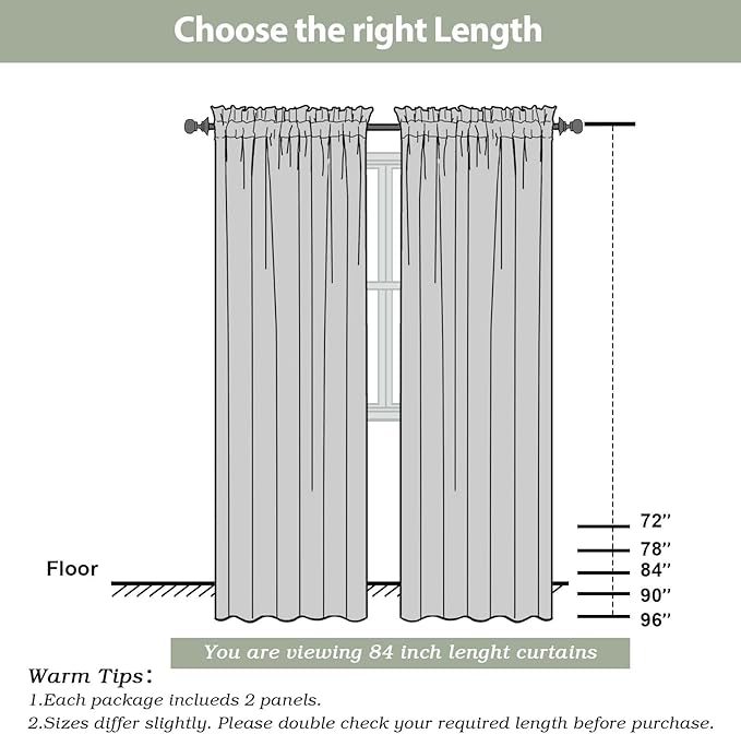 Black Sheer Curtains, Sheer Curtains 84 inch Length 2 Panels Set, Rod Pocket - Image 7