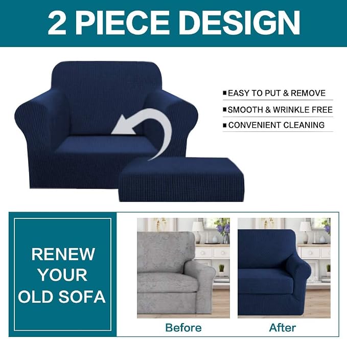 Turquoize 2 Piece Chair Covers Chair Slipcovers - Image 5