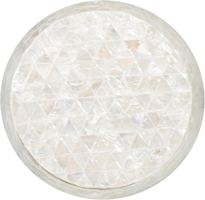 Tylin Ivory and Blue Capiz Ombre Drum Accent Table - Image 12