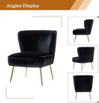 HULALA Home Velvet Accent Chair Set of 2, Modern Armless Upholstered Side Chair - Image 6