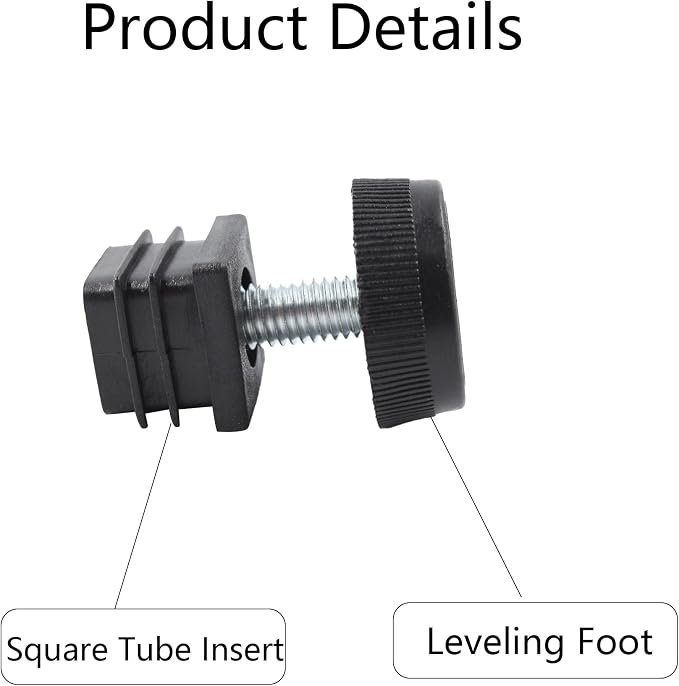 8Pcs Adjustable Leveling Feet 25 x 25mm Square Insert Kit Furniture Glide - Image 4