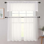 Ivory Valances for Windows, Ivory Sheer Curtains 14 Inch Length 2 Pack Kitchen - Image 8