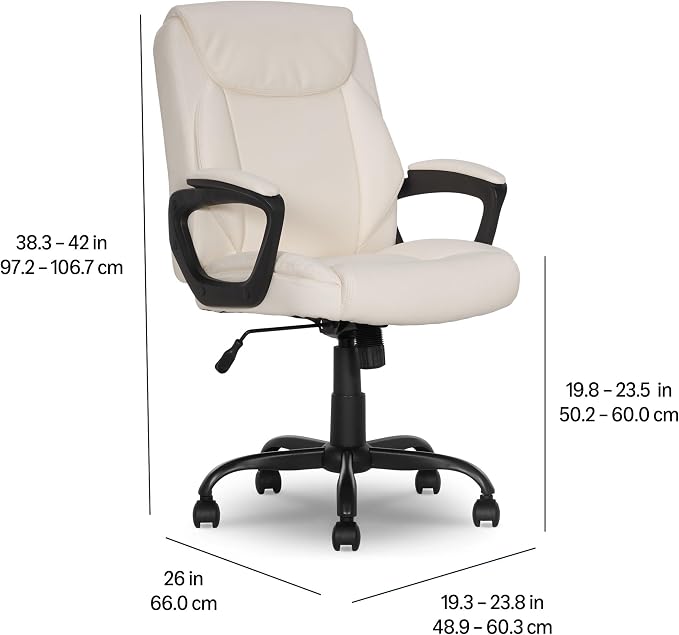 Amazon Basics Classic Puresoft PU Padded Mid-Back Office Chair - Image 3