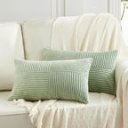 Fancy Homi 2 Packs Sage Green Lumbar Decorative Throw Pillow Covers 16x26 Inch by Fancy+Homi