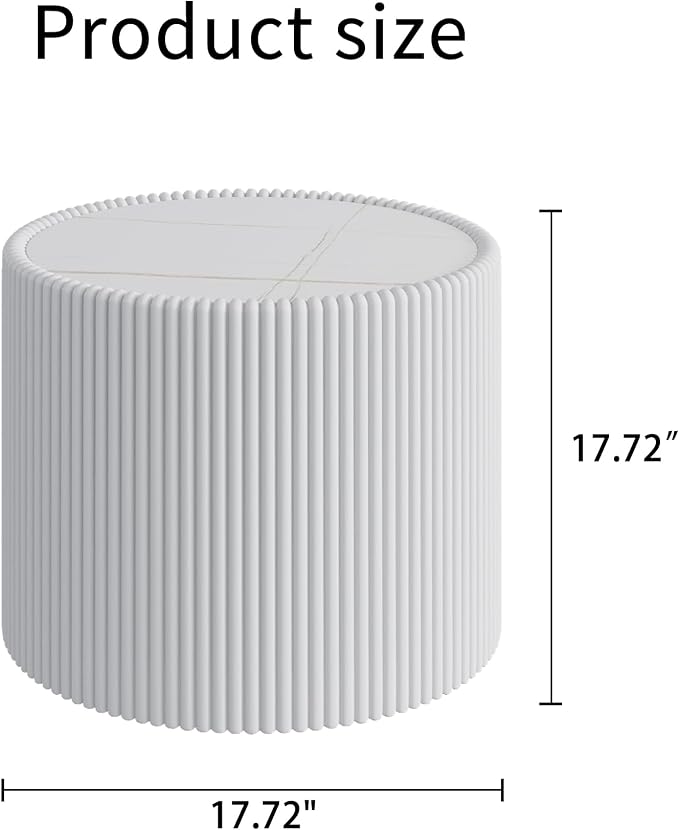Round Marble End Table, 17.72" White Small Side Table - Image 2