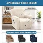 H.VERSAILTEX Velvet Stretch Recliner Couch Covers 4-Pieces Style Recliner Chair - Image 2