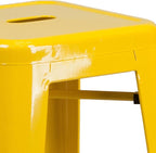 Flash Furniture Commercial Grade 30" High Backless Yellow Metal Indoor-Outdoor - Image 9