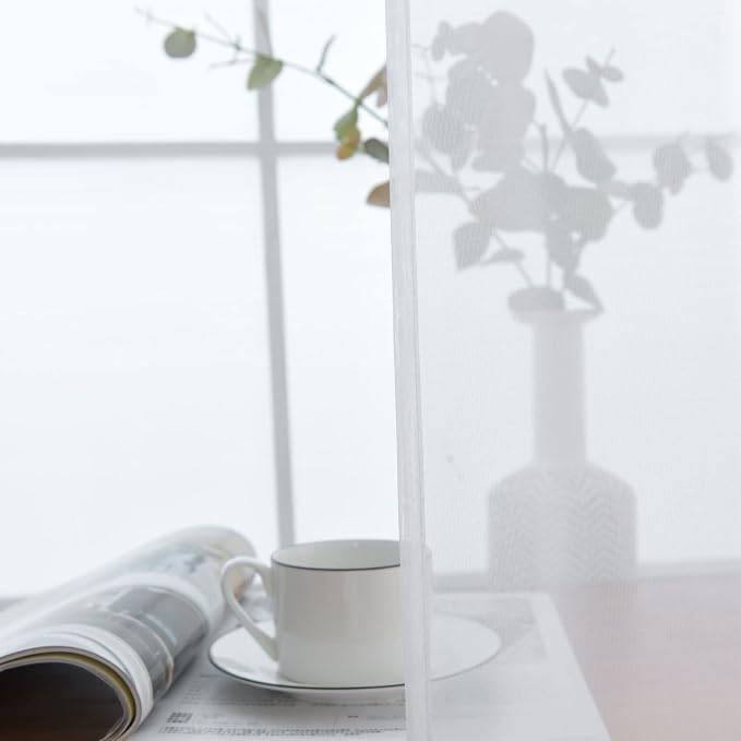 SpaceDresser White Kitchen Sheer Valance Curtains 30 Inch, Voile Sheer Cafe - Image 4