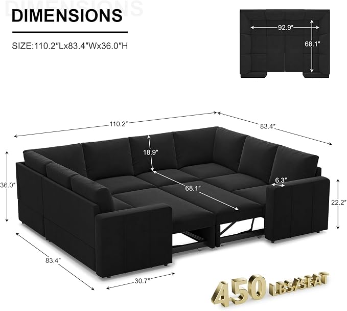 Belffin Modular Sectional Sleeper Sofa Bed - Image 2