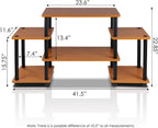 Furinno No Tools Tube Entertainment Center, Light Cherry/Black, Square Corner - Image 5