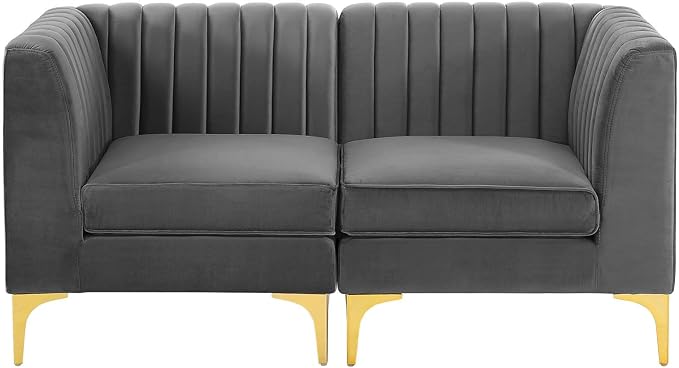 Modway EEI-4346-GRY Triumph Channel Tufted Performance Velvet Loveseat - Image 4