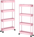 SPACELEAD 2-piece Set Slim Storage Cart 3 Tier, Bathroom Organizer Rolling by Home