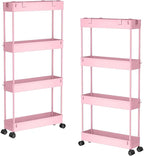 SPACELEAD 2-piece Set Slim Storage Cart 3 Tier, Bathroom Organizer Rolling by Home