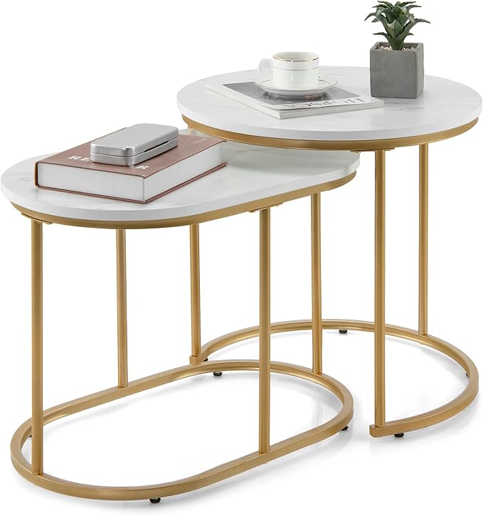 Giantex Modern Nesting Coffee Table Set of 2, Coffee Table & End Table Sets by Giantex