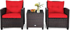 HAPPYGRILL 3 Pieces Patio Conversation Set, Outdoor Furniture Set PE Rattan - Image 9