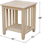 HomeStock Asian Tall End Table, Solid Parawood, 32 lbs, Butcher Block Surface - Image 6