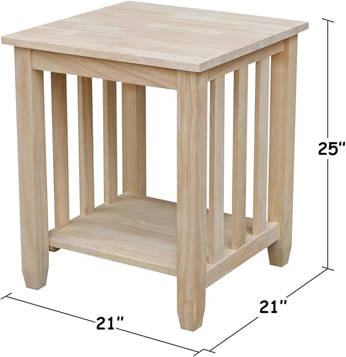 HomeStock Asian Tall End Table, Solid Parawood, 32 lbs, Butcher Block Surface - Image 6