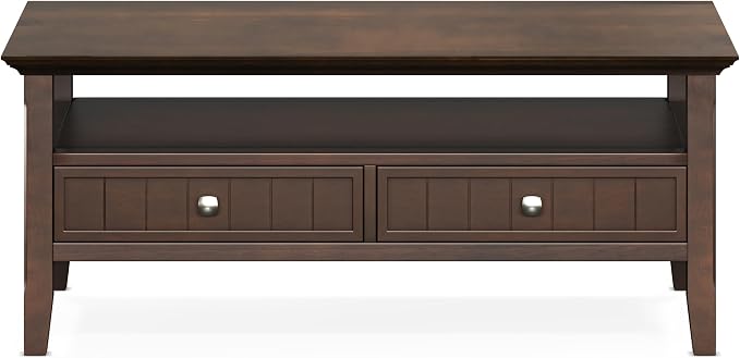 SIMPLIHOME Acadian Solid Wood Transitional-Style 48-inch Wide Coffee Table - Image 3