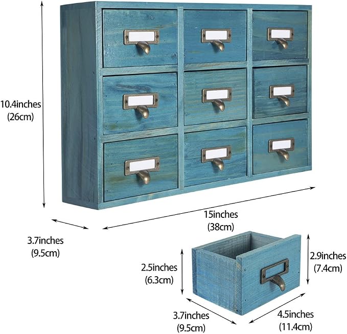 9 Drawers Library Card Catalog Cabinet - Image 3