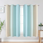 Aqua and Beige Ombre Blackout Curtains 63 Inch - Image 2