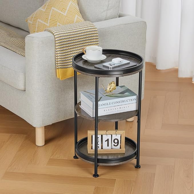 Dulcii Round Side Table with 3 Shelves - Image 9