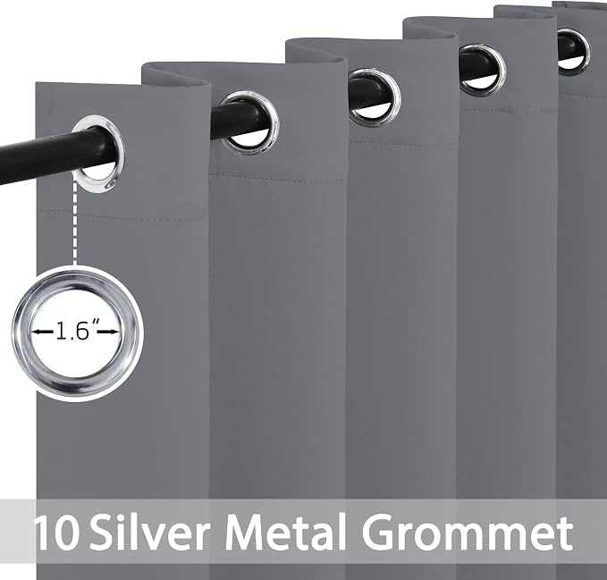 Yakamok Grey Room Darkening Curtains 84 inch Gray Sliding Door Drapes | 1 - Image 4