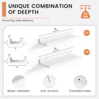 Floating Picture Ledge Shelves Set of 8, 16 Inch Solid Wood Wall Shelves - Image 3