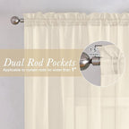 Cream Sheer Curtains 84 Inches Long 2 Panels Set, Elegant Light Filtering - Image 2