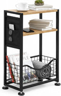 Skinny Side Table with Storage, 3 Tier Slim Side Tables by Zexvida