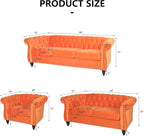 Mid-Century 3 Seater Sofa, Velvet Couch - Image 2