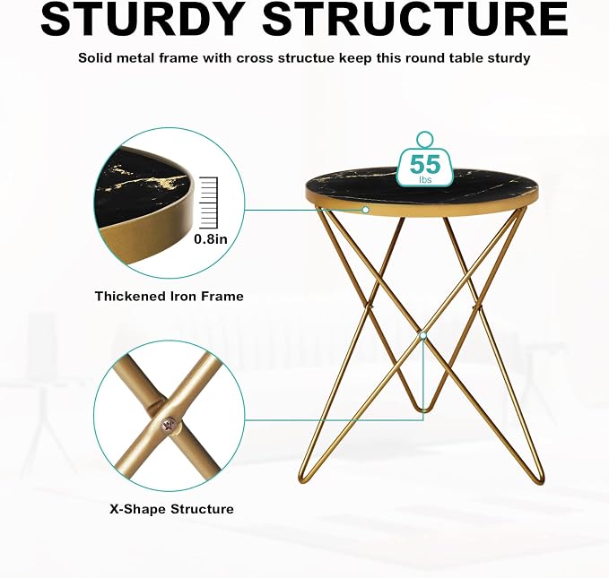 HLR Modern Round Side Table Set of 2, End Table - Image 5