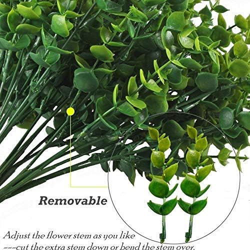 CATTREE Artificial Shrubs Bushes, Plastic Eucalyptus Leaves Fake Green Plants Wedding Indoor Outdoor Home Garden Verandah Kitchen Office Table Centerpieces Arrangements Christmas Decoration 5 pcs - Image 3