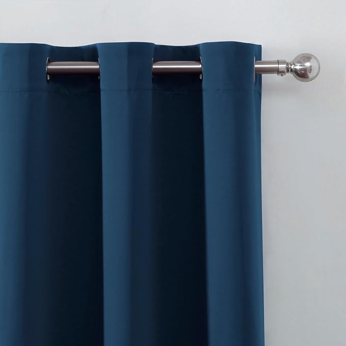 Blackout Curtains 52 x 120 Inch Long Navy Blue Curtains Set of 2 Panels Room - Image 6