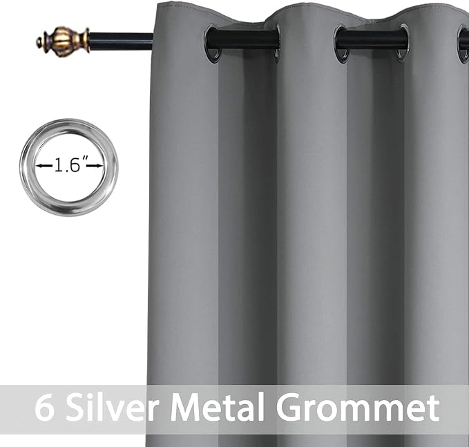 Yakamok Grey Room Darkening Curtains 42x63 inch Gray Grommet-Living Room | 2 - Image 2