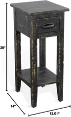 Sunny Designs Marina Farmhouse Mahogany Wood Chair Side Table in Black Sand - Image 2