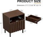 UEV Mid Century Modern Fluted Nightstand Set of 2, 2 Drawers End Table - Image 3