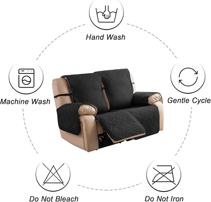 Genina Black Waterproof Loveseat Recliner Cover, Sofa Cover - Image 9