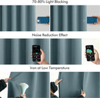 MIULEE Greyish Blue Back Tab Blackout Curtains 52x84 Inch Length 2 Panels | Rod - Image 5